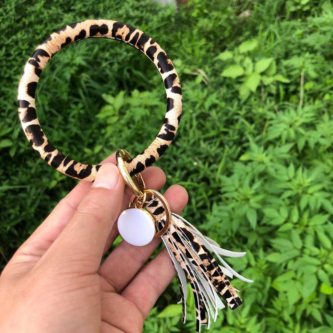 Wholesale Christmas Leaves Snowflakes Wind Chimes PU Bracelet Keychain